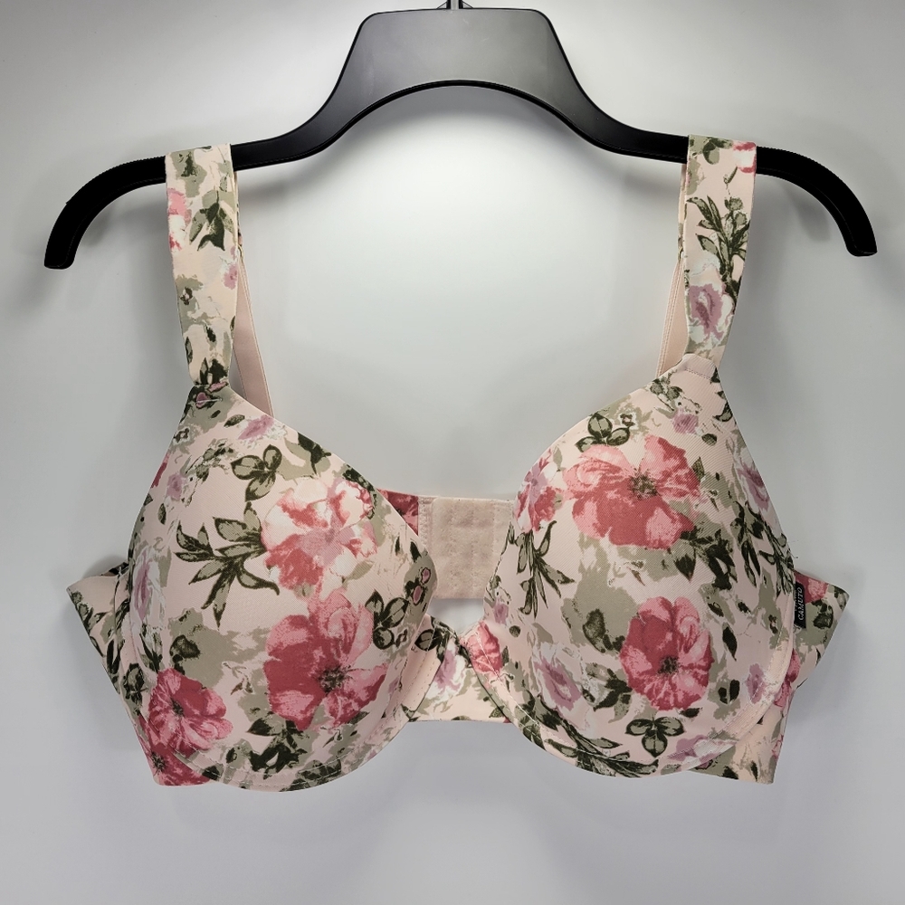 Vince Camuto Underwire Padded Bra Womens 40D Pink Green Floral Adjustable Strap